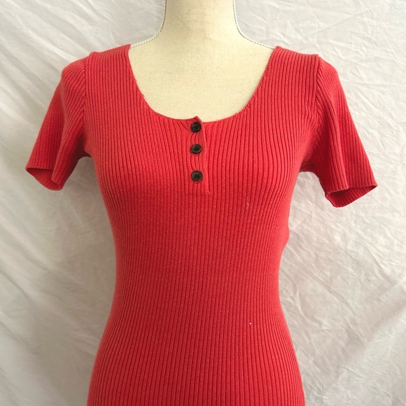 Urban Outfitters Red Ribbed Sweater Dress Bodycon Small - Picture 2 of 6